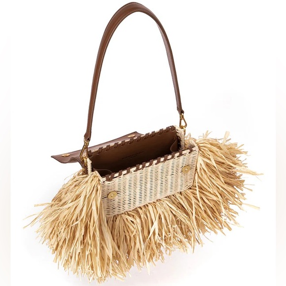 Brandon Blackwood Medium Nia Bag- Fringed Wicker - Picture 3 of 8